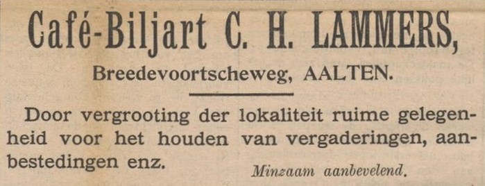 Café-Biljart C.H. Lammers - Aaltensche Courant, 19-10-1910