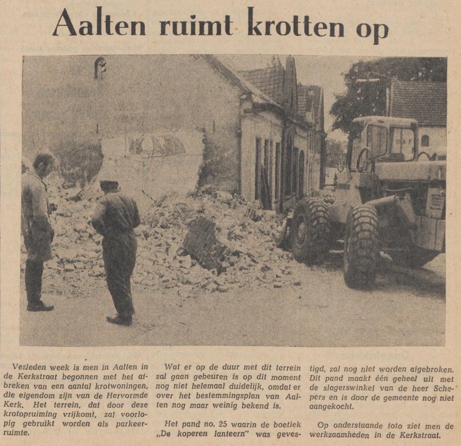 Kerkstraat, Aalten (sloop) - Nieuwe Winterswijksche Courant, 03-08-1970