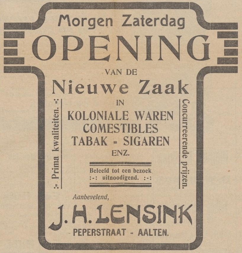 Peperstraat 4 , Aalten (Lensink) - Aaltensche Courant, 12-09-1924