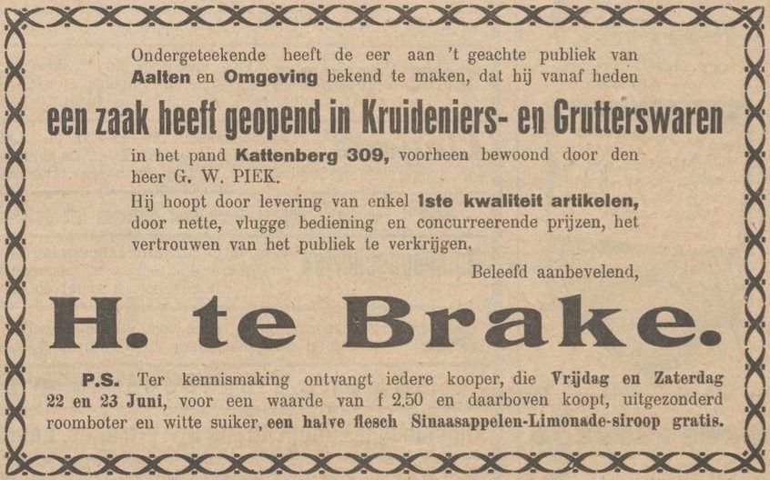 Aalten, Kattenberg (Te Brake) - Nieuwe Aaltensche Courant, 22-06-1928