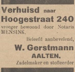 Gerstmann, Hogestraat, Aalten - Nieuwe Aaltensche Courant, 27-10-1931