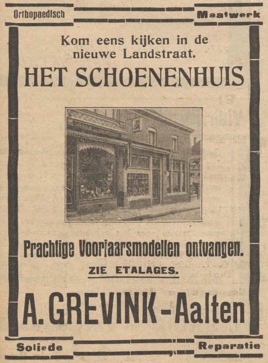 Grevink Schoenenhuis, Landstraat, Aalten - Aaltensche Courant, 23-03-1934