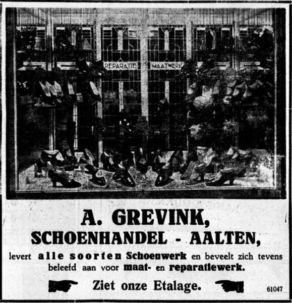 Grevink Schoenhandel, Landstraat, Aalten - Graafschapbode, 28-11-1930