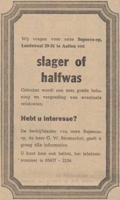 Super Co-op, Landstraat 29-31, Aalten - Nieuwe Winterswijksche Courant, 31-03-1972