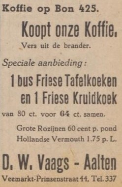 Vaags, Prinsenstraat 44, Aalten - Aaltensche Courant, 10-03-1950
