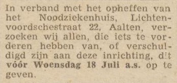 Noodziekenhuis Aalten - De Graafschapper, 14-07-1945