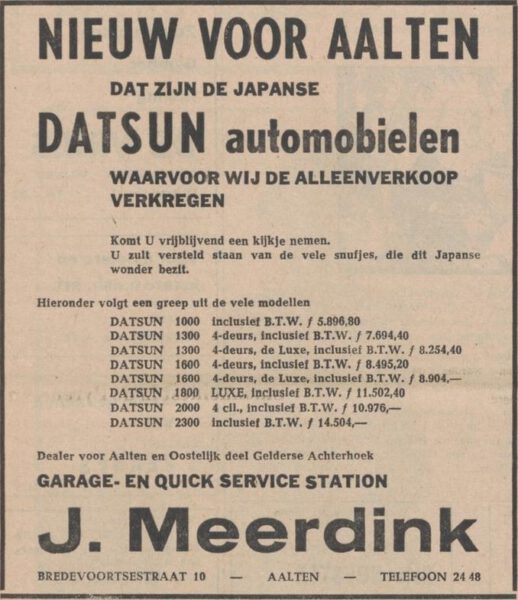Garage Meerdink, Bredevoortsestraat 10 - Nieuwe Winterswijksche Courant, 27-02-1970