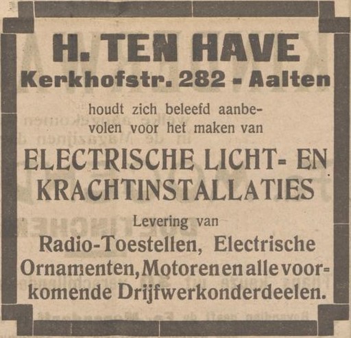H. ten Have, Kerkhofstraat 282, Aalten - Aaltensche Courant, 31-01-1930