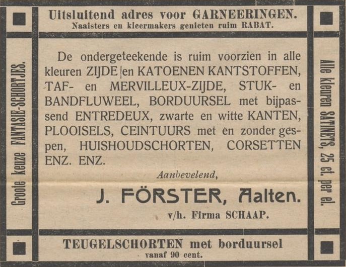 J. Förster vh Schaap - Aaltensche Courant, 08-04-1911