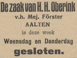 Oberink vh Förster - Aaltensche Courant, 29-06-1926
