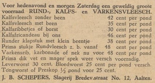 Slagerij Schepers - Aaltensche Courant, 12-07-1940