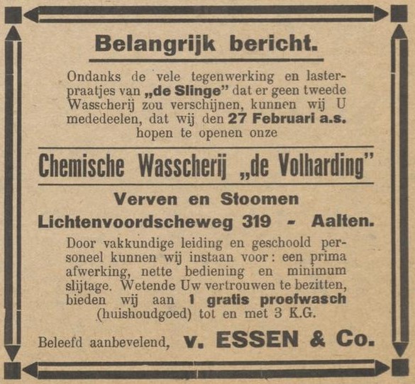 Wasscherij De Volharding, Aalten - De Graafschapper, 14-02-1928