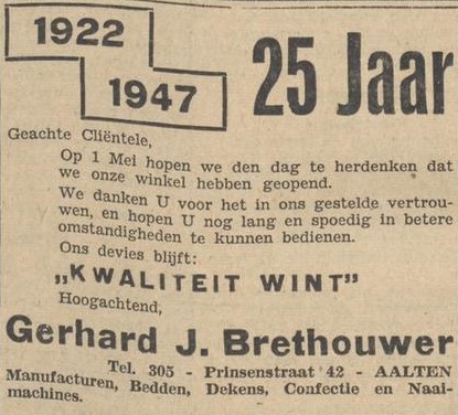 Prinsenstraat 42 - Gerhard J. Brethouwer - De Graafschapper, 29-04-1947