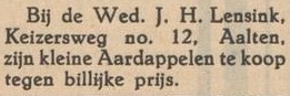 Wed. Lensink, Keizersweg - Aaltensche Courant, 03-10-1939