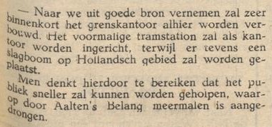 Grenskantoor, tramstation - Aaltensche Courant, 17-03-1939