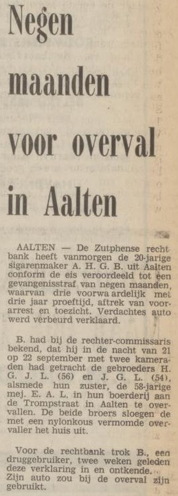 Lammers Trompstraat Aalten - Dagblad Tubantia, 04-01-1974