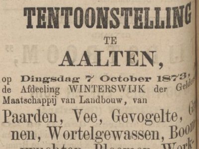 Landbouwtentoonstelling Aalten - Zutphensche Courant, 4 oktober 1873