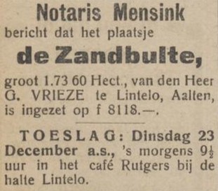 Zandbulte, Rutgers, Lintelo - Aaltensche Courant, 16-12-1919