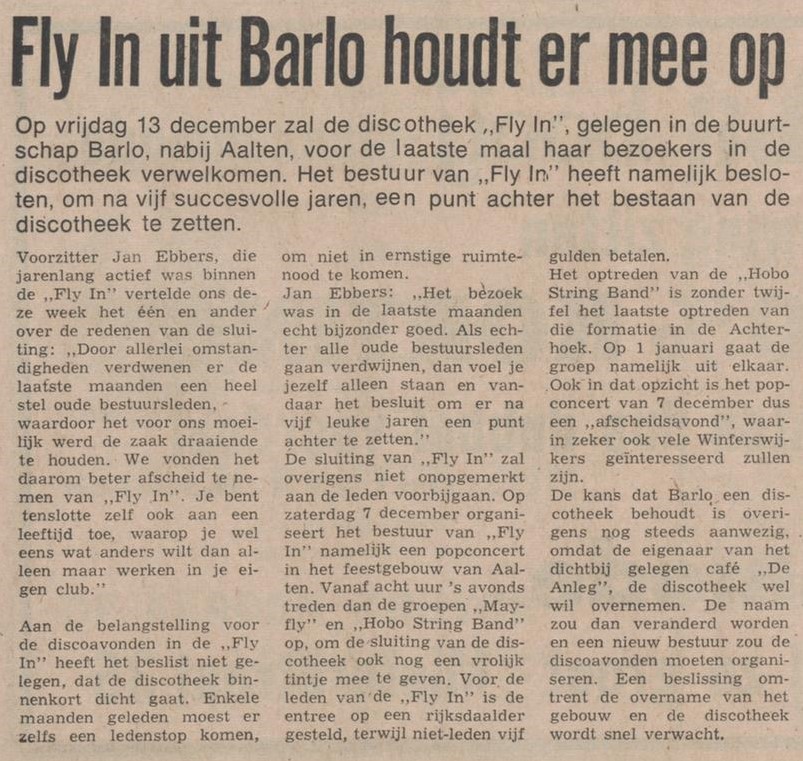 Fly In uit Barlo houdt er mee op - Nieuwe Winterswijksche Courant, 22-11-1974