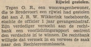 Rijwiel gestolen - Zutphensch Dagblad - 14-04-1947