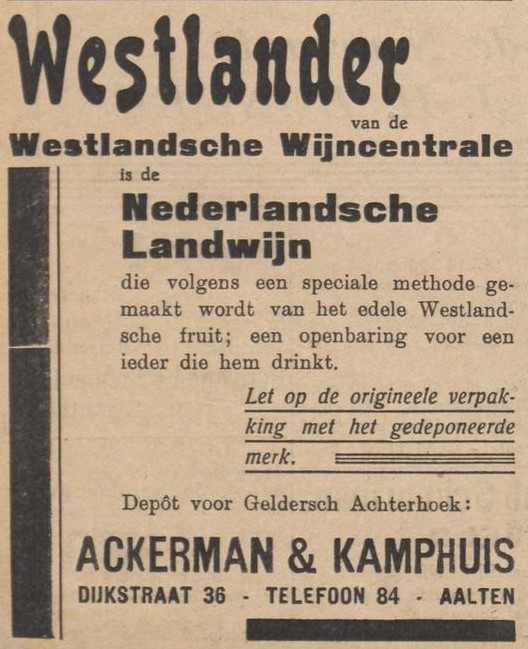 Ackerman & Kamphuis, Dijkstraat 36 - Aaltensche Courant, 02-10-1936