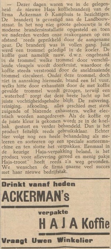 Ackerman & Kamphuis, koffiebranderij - Aaltensche Courant, 25-05-1934
