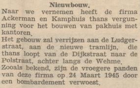 Ackerman & Kamphuis, nieuwbouw - De Graafschapper, 24-06-1946