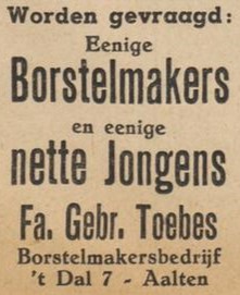 Borstelmaker Toebes, 't Dal 7 - Aaltensche Courant, 14-03-1947