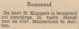 H. Kappers, conciërge MULO, Aalten - Tubantia, 20-10-1958