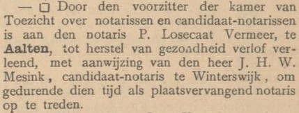 Notaris Losecaat Vermeer - Arnhemsche Courant, 10-01-1906