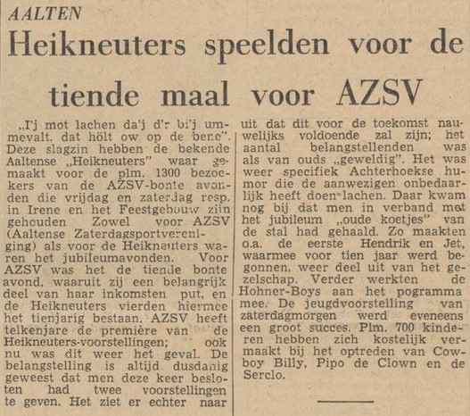 Heikneuters bij AZSV - Tubantia, 29-10-1962