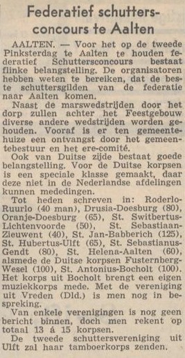 Schuttersconcours Aalten - Zutphens Dagblad, 29-04-1957