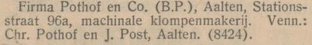 Klompenfabriek Pothof - Arnhemsche Courant, 08-08-1931