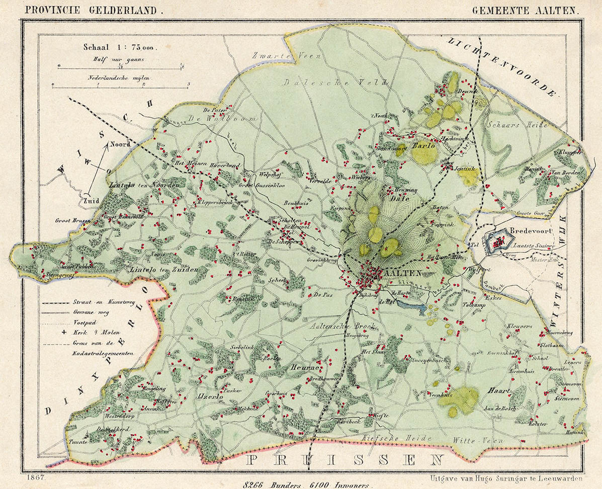 Kaart gemeente Aalten, 1867