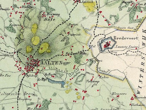 Landkaart Aalten Bredevoort, 1867