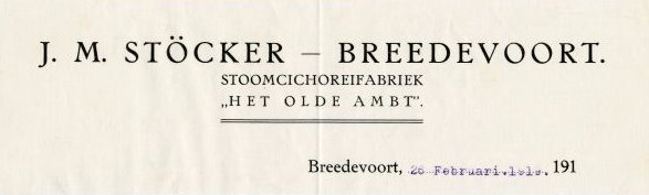 Cichoreifabriek Bredevoort (Stöcker), 1919