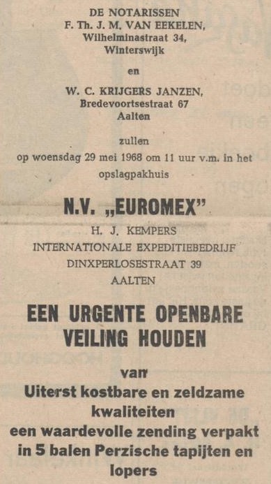 Euromex, Aalten Nieuwe Winterswijksche Courant, 24-05-1968