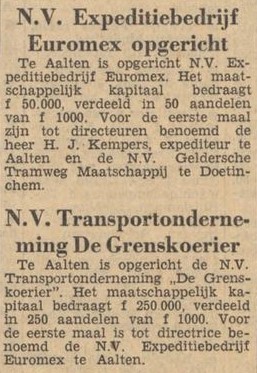 Euromex - De Grenskoerier, Aalten - Dagblad Tubantia, 02-03-1962