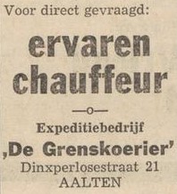 Expeditiebedrijf De Grenskoerier, Aalten - Nieuwe Winterswijksche Courant, 08-07-1960