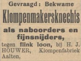 Klompenfabriek Houwer, Aalten - Aaltensche Courant, 13-03-1925
