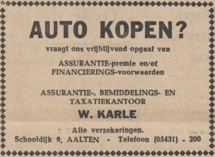 W. Karle, Lintelo - Nieuwe Winterswijksche Courant, 06-10-1971