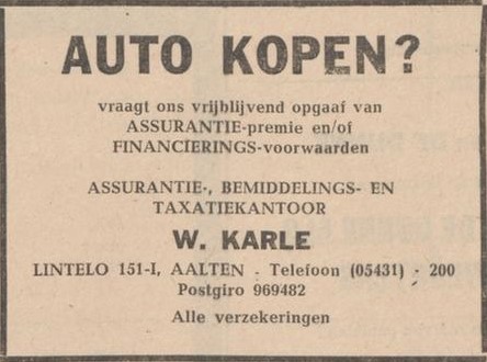 W. Karle, Lintelo - Nieuwe Winterswijksche Courant, 09-02-1968