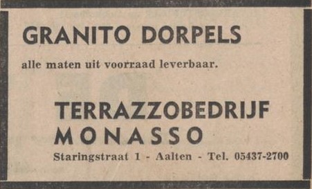 Staringstraat 1, Aalten (Terrazzobedrijf Monasso) - Nieuwe Winterswijksche Courant, 11-10-1974
