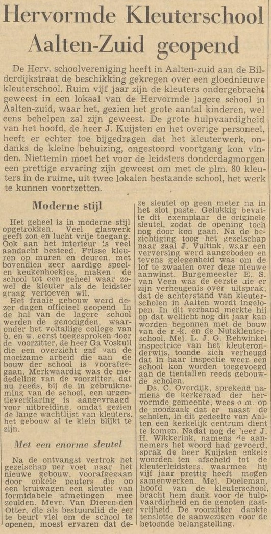 Kleuterschool Aalten-Zuid - Dagblad Tubantia, 23-05-1959