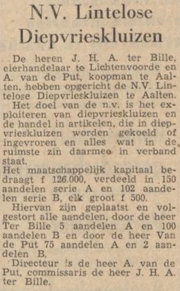 Diepvrieskluizen Lintelo - Dagblad Tubantia, 19-04-1963
